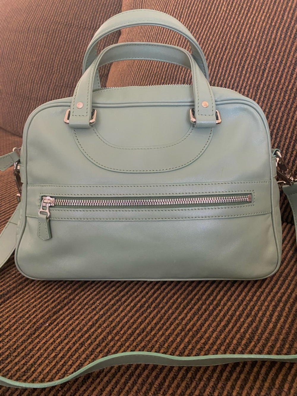 Auth JACQUES LE CORRE Lisbon 2Way Leather Crossbody Bag Paris France Mint Green